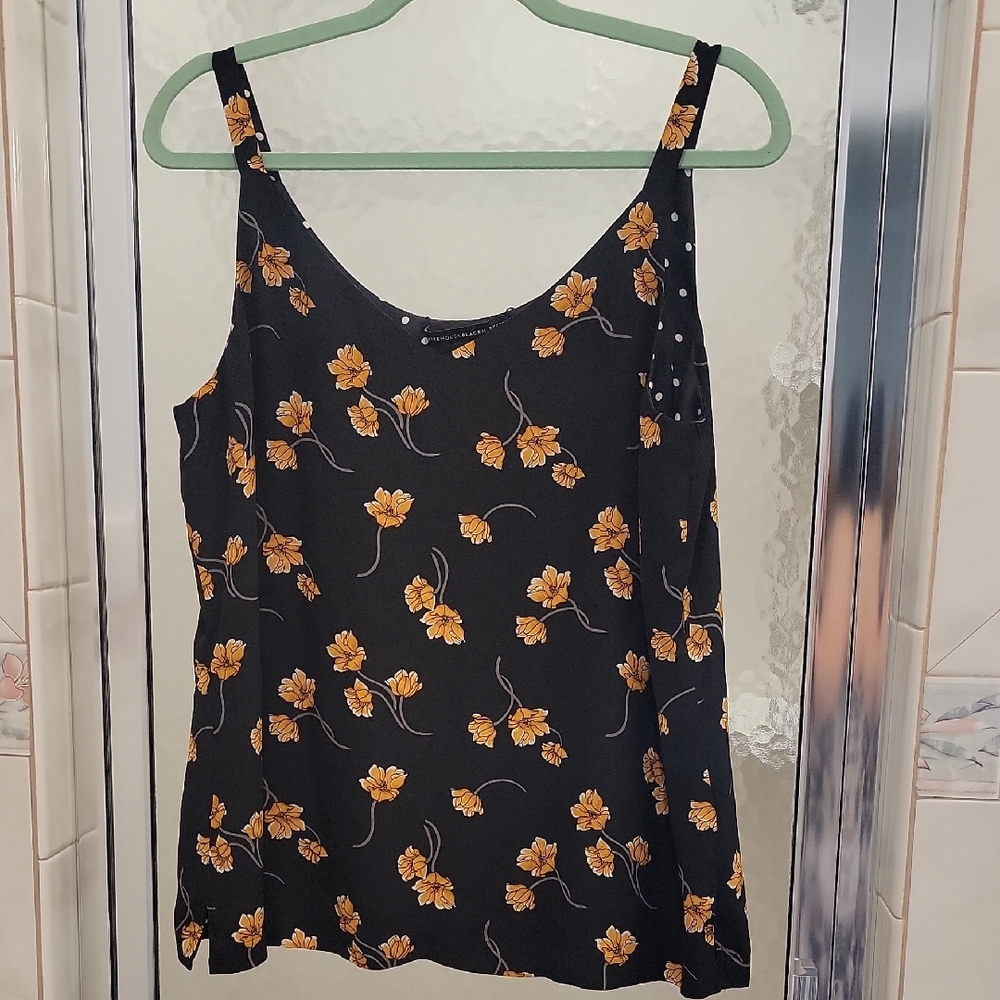 White House Black Market Black and Gold Floral Camisole